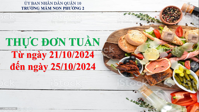 Thực đơn từ ngày 21/10/2024 đến ngày 25/10/2024