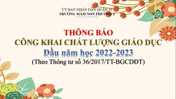Công khai chất lượng giáo dục theo Thông tư số 36/2017/TT-BGDĐT Đầu năm học 2022-2023
