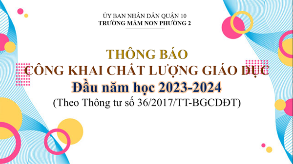Công khai chất lượng giáo dục theo Thông tư số 36/2017/TT-BGDĐT
Đầu năm học 2023-2024