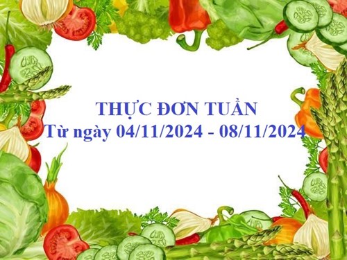 Thực đơn tuần của trẻ từ ngày 04/11/2024 đến ngày 08/11/2024.