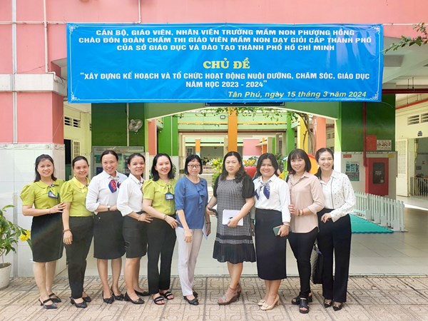 Trường Mầm non Phượng Hồng đón đoàn chấm thi Giáo viên Mầm non dạy giỏi cấp Thành phố