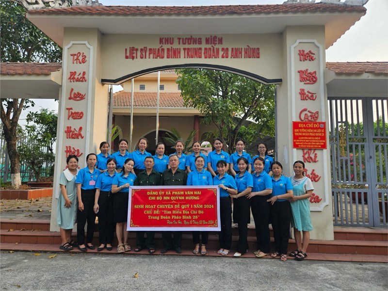 Chi bộ mn quỳnh hương tổ chức sinh hoạt chuyên đề quý i tại địa chỉ đỏ khu tưởng niệm liệt sĩ trung đoàn pháo binh 28
