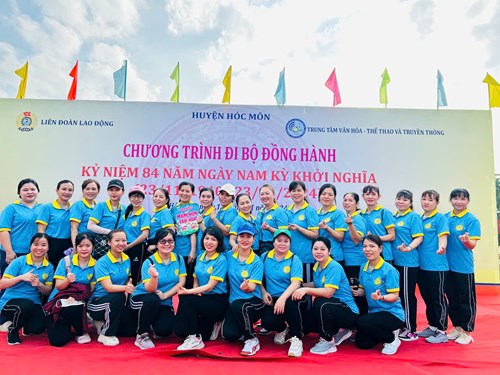 Công đoàn viên CĐCS Trường Mầm non Tân Hòa tham gia Chương trình đi bộ đồng hành kỷ niệm 84 năm ngày Nam Kỳ khởi nghĩa (23/11/1940 - 23/11/2024) tại Khu di tích lịch Ngã Ba Giồng.