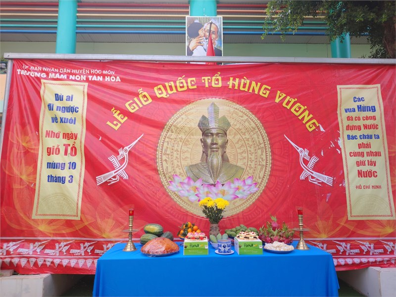Trường Mầm non Tân Hòa tổ chức Lễ Giỗ Tổ Hùng Vương (mùng 10/3 AL).