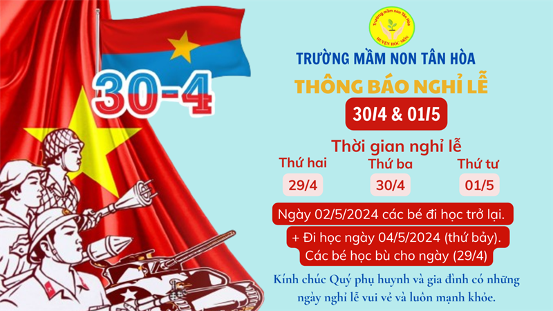 Thông báo về treo cờ Tổ quốc, nghỉ Ngày Chiến thắng (30/4) và Ngày Quốc tế Lao động (01/5) năm 2024.