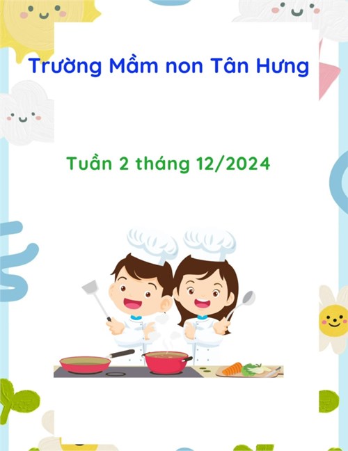 Thực đơn trẻ tuần 2 tháng 12 năm 2024