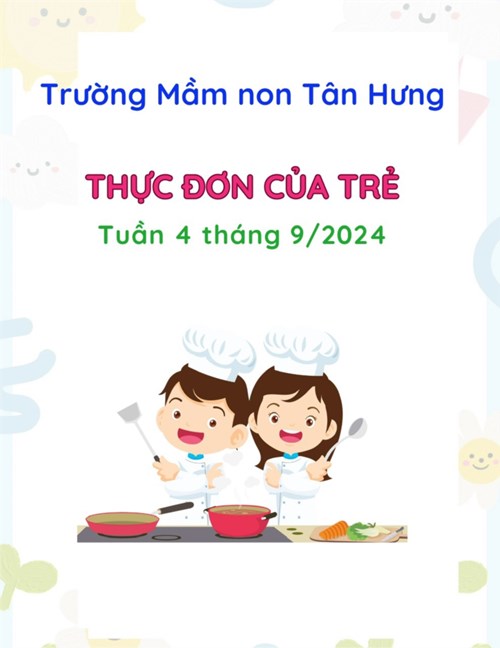 Thực đơn tuần 04 tháng 9 năm 2024