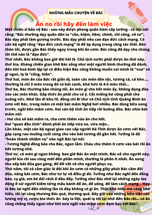 Ăn no rồi hãy đến làm việc