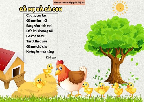 Bài thơ  Gà mẹ và gà con 