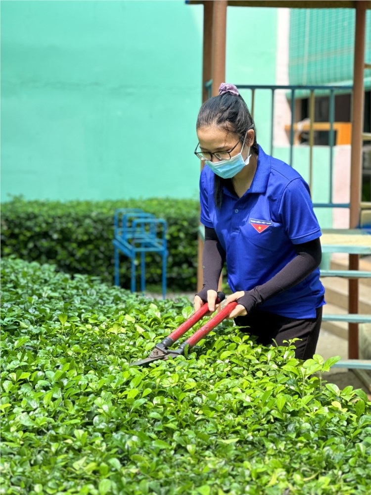 Chi đoàn ra quân dọn dẹp vệ sinh khu vui chơi của bé