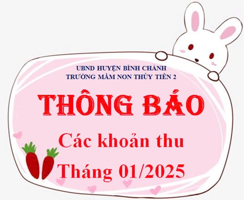 Thông báo các khoản thu tháng 01/2025