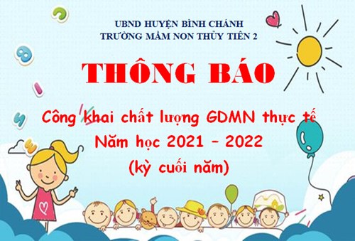 Công khai chất lượng GDMN thực tế năm học 2021 - 2022 (kỳ cuối năm)