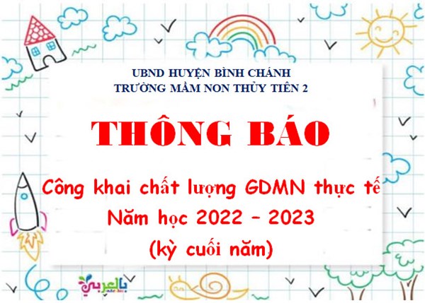 Công khai chất lượng GDMN thực tế năm học 2022 - 2023 (kỳ cuối năm)