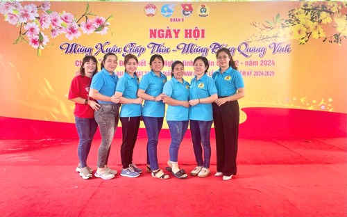 Chiều ngày 27/01/2024. Công đoàn viên Trường Mầm non Tuổi Thơ tham gia Ngày hội Mừng xuân  Giáp Thìn - Mừng Đảng quang vinh với chủ đề   Xuân đoàn kết - Tết nghĩa tình  Quận 8, lần thứ 2 năm 2024.