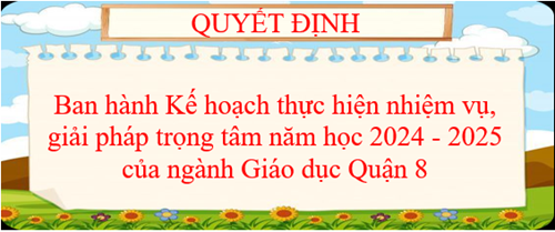 Trường Mầm non Vàng Anh công khai Quyết định Ban hành Kế hoạch thực hiện nhiệm vụ, giải pháp trọng tâm năm học 2024 - 2025 của ngành Giáo dục Quận 8