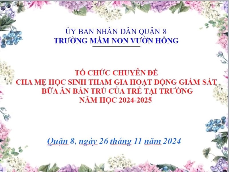 Phụ huynh tham gia giám sát hoạt động tổ chức bữa ăn bán trú cho trẻ tại trường