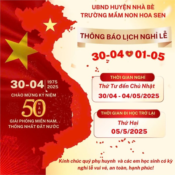 Thông báo về việc nghỉ Lễ ngày Chiến thắng (30/4) và ngày Quốc tế Lao động (01/5) năm 2025