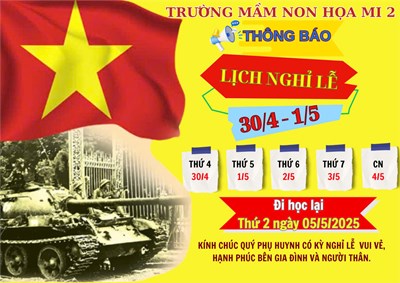 Thông báo lịch nghỉ lễ 30/4 – 1/5
