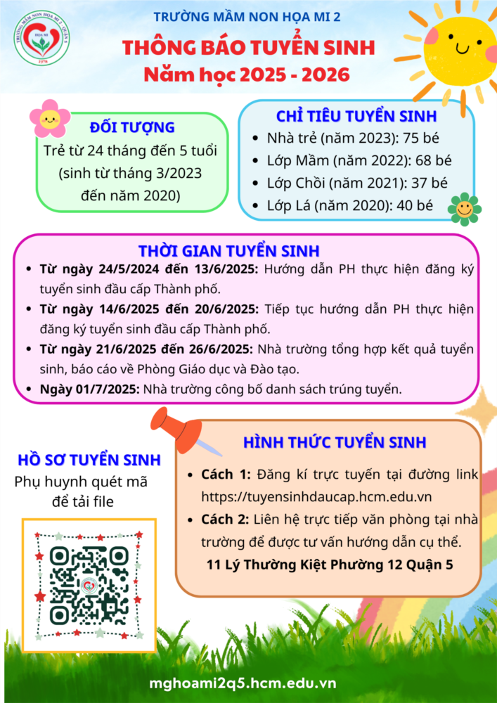 Trường Mầm non Họa Mi 2 hân hoan chào đón các thiên thần nhỏ năm học 2025–2026!