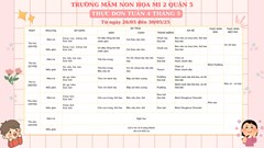 Trường mầm non Họa Mi 2 xin gửi đến quý Phụ huynh thực đơn tuần 2 tháng 5