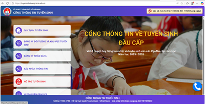 Hướng dẫn Cha mẹ đăng kí tuyển sinh trực tuyến vào Lớp 1, 6 trên Cổng thông tin tuyển sinh đầu cấp TP.HCM