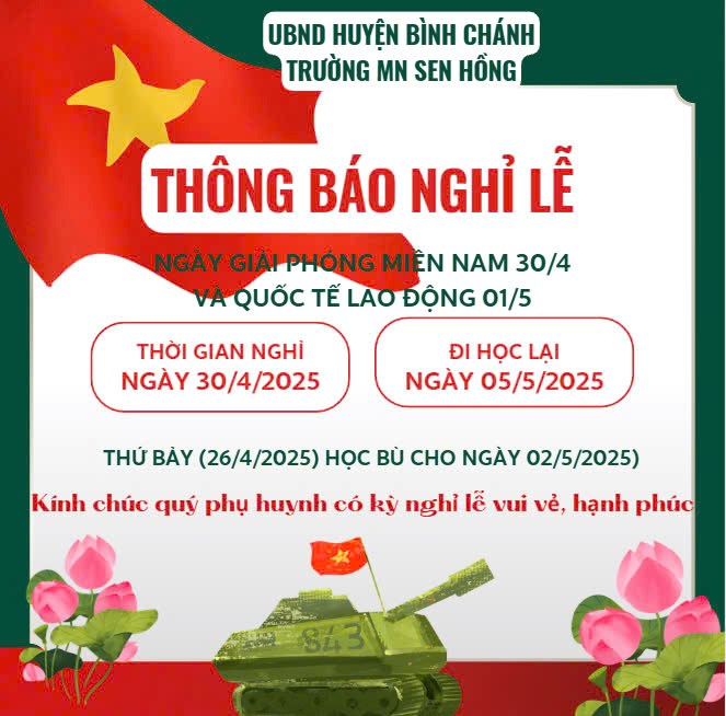 Thông báo nghỉ lễ 30/4 và 1/5