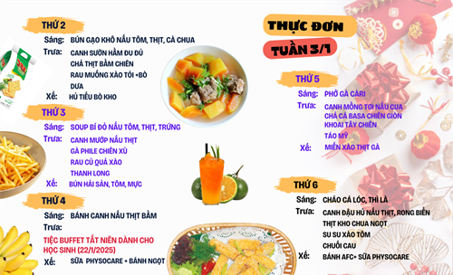 Thực đơn tuần 3 tháng 1/2025