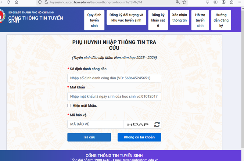 Hướng dẫn đăng ký tuyển sinh trực tuyến năm học 2025-2026