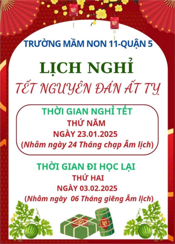 Lịch nghỉ tết nguyên đán ất tỵ 2025