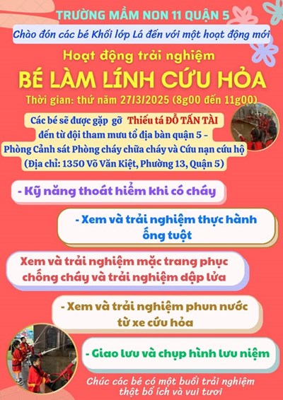 Hoạt động trải nghiệm  bé làm lính cứu hỏa 