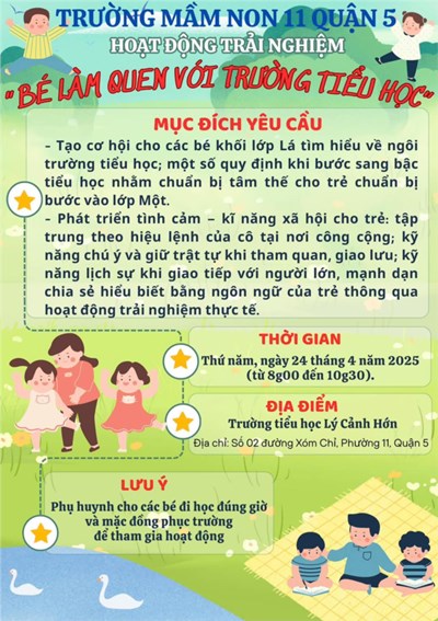Hoạt động trải nghiệm  bé làm quen với trường tiểu học  của các bé khối lá