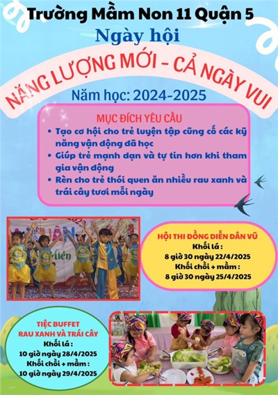 Ngày hội   năng lượng mới - cả ngày vui  của trường mầm non 11 năm học 2024 - 2025