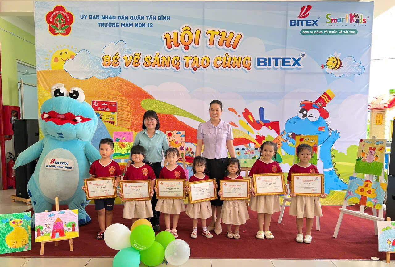 Trường mầm non 12 tổ chức hội thi  bé vẽ sáng tạo cùng bitex  cấp trường năm học 2024 - 2025