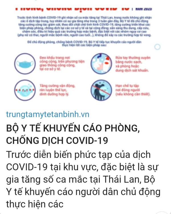 Bộ y tế khuyến cáo phòng chống dịch covid-19