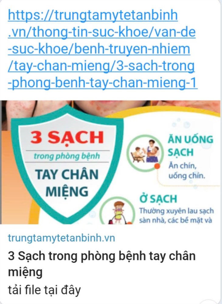 3 sạch trong phòng bệnh tay chân miệng
