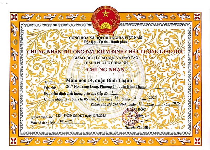 Quyết định và chứng nhận trường đạt kiểm định chất lượng giáo dục