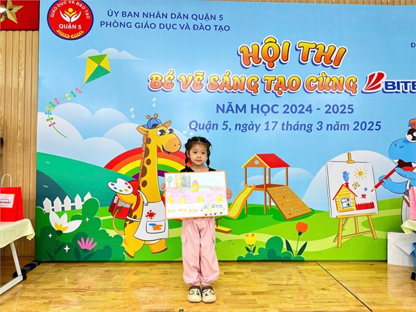 MN14B- Liêu Khả Anh,5-6 tuổi đạt giải III trong Hội thi Bé vẽ sáng tạo cùng Bitex cấp Quận năm học 2024-2025