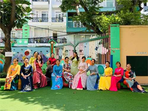 Hưởng ứng ngày Quốc tế Phụ nữ 8-3, tuần lễ áo dài của CĐCS trường Mầm non 15 năm 2025