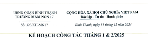 Kế hoạch công tác tháng 1 & 2 năm 2025