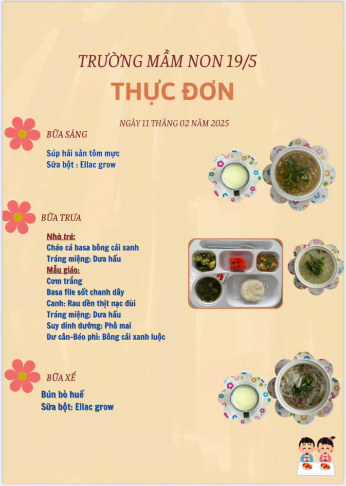 thực đơn ngày 11 tháng 02 năm 2025