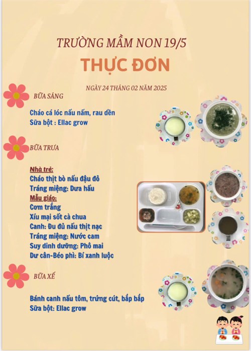 Thực đơn ngày 24 tháng 2 năm 2025