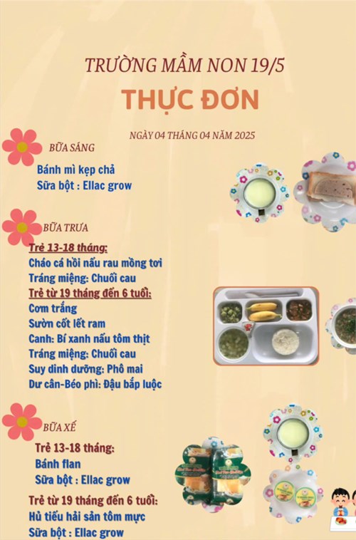 thực đơn ngày 04 tháng 04 năm 2025