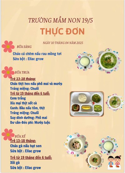 thực đơn ngày 10 tháng 04 năm 2025