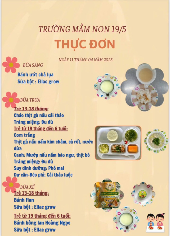 thực đơn ngày 11 tháng 04 năm 2025
