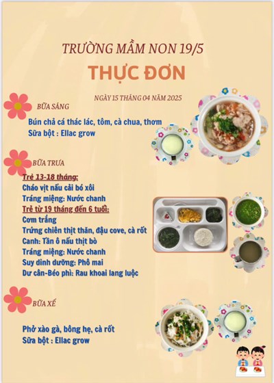 Thực đơn ngày 15 tháng 04 năm 2025