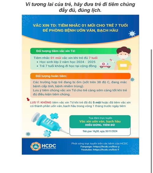 Tuyên truyền  hóc môn triển khai tiêm vấc xin phòng bệnh uốn ván, bạch hầu