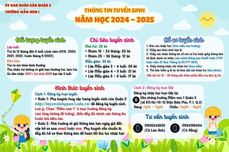 Thông báo tuyển sinh năm học 2024 - 2025