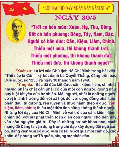 Lời bác dạy ngày 30/5/2025