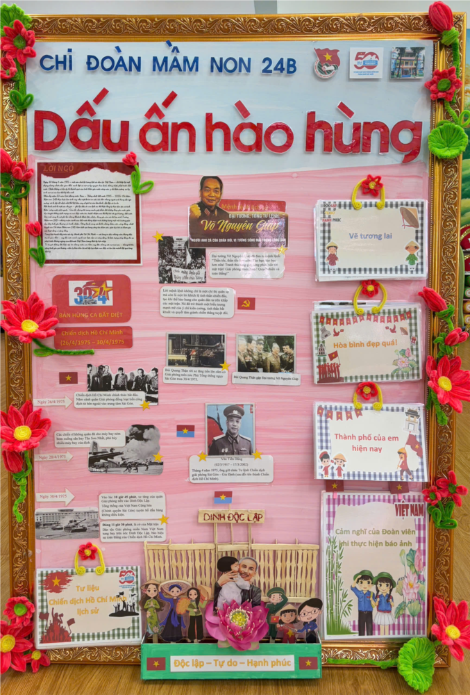 Chi đoàn Mầm non 24B tham gia  Thiết kế Báo ảnh chào mừng  Ngày hội kỷ niệm 50 năm Ngày giải phóng miền Nam, thống nhất đất nước 