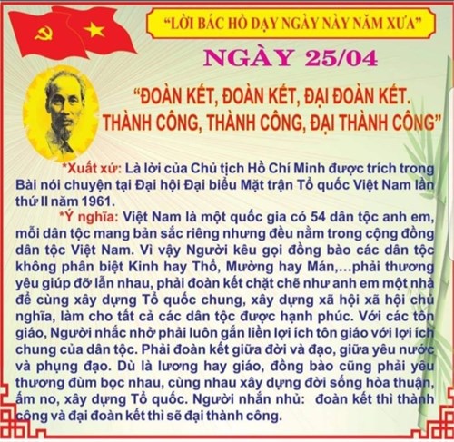 Lời Bác Hồ dạy ngày 25/4
